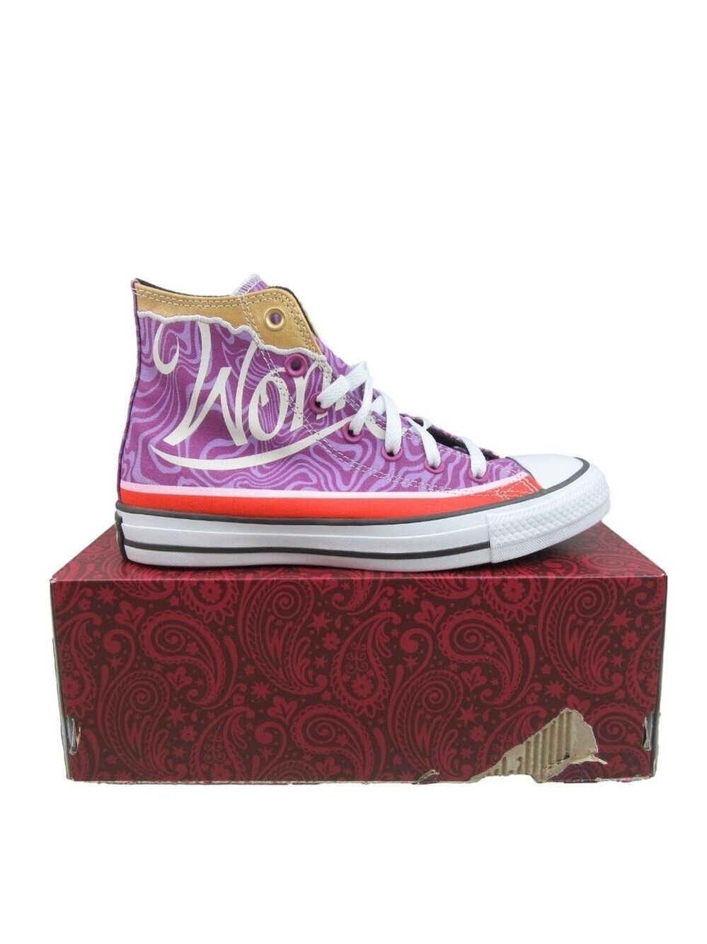 Converse x Wonka CTAS HI Women's Size 8 Pixel Purple White Sneakers NEW